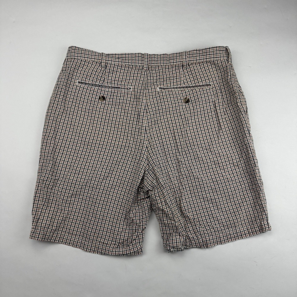 Lands End Multicolor Plaid Bermuda Chino Shorts Seersucker Sz 36 100% Cotton - Picture 11 of 12